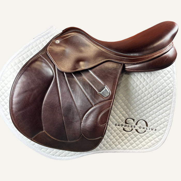 Bates Victrix Jumping Saddle side profile in brown leather